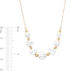 Thumbnail Image 2 of 5.0-8.5mm Cultured Akoya Pearl and Brilliance Bead Spacer Necklace in 14K Gold