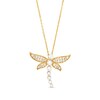 Thumbnail Image 1 of Freshwater Cultured Pearl and White Lab-Created Sapphire Dragonfly Pendant in Sterling Silver with 10K Gold Plate