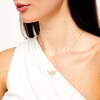 Thumbnail Image 2 of Freshwater Cultured Pearl and White Lab-Created Sapphire Dragonfly Pendant in Sterling Silver with 10K Gold Plate