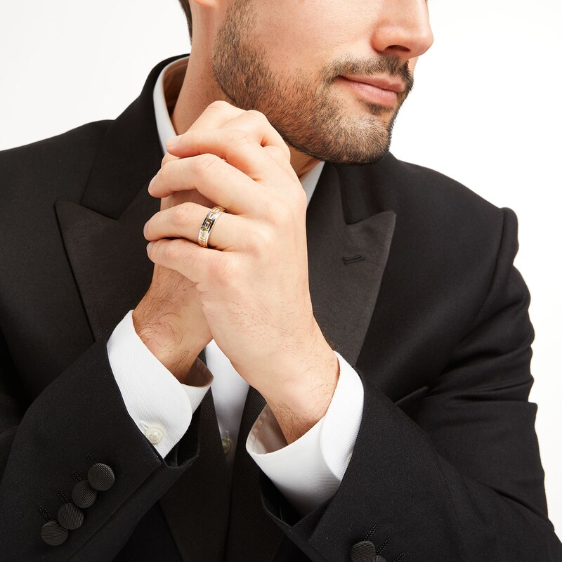 Main Image 2 of Men's Vera Wang Love Collection 1/2 CT. T.W. Baguette Diamond Station Wedding Band in 14K Two-Tone Gold