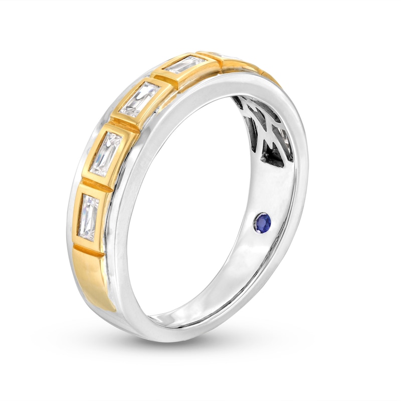 Main Image 3 of Men's Vera Wang Love Collection 1/2 CT. T.W. Baguette Diamond Station Wedding Band in 14K Two-Tone Gold
