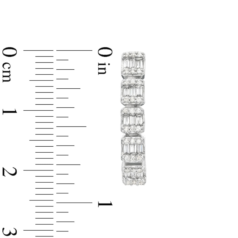 Main Image 3 of 5/8 CT. T.W. Princess-Shaped Multi-Diamond Five Stone Hoop Earrings in 10K White Gold