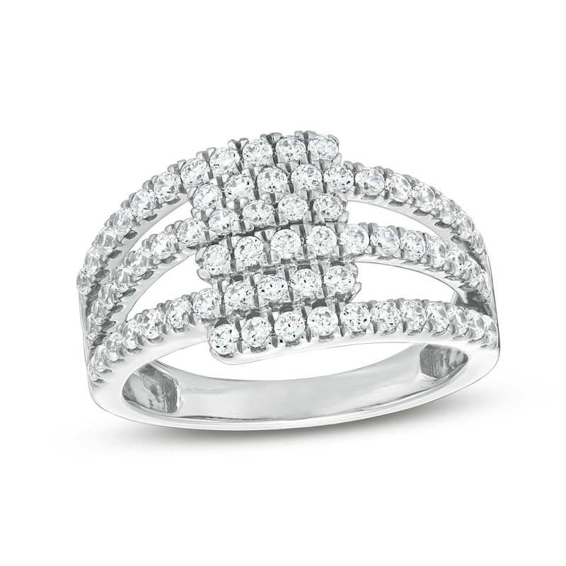 Main Image 1 of 1 CT. T.W. Diamond Multi-Row Overlap Ring in 10K White Gold