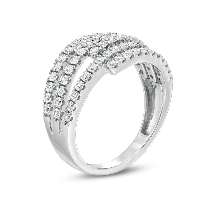 Main Image 3 of 1 CT. T.W. Diamond Multi-Row Overlap Ring in 10K White Gold