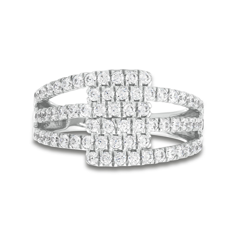 Main Image 4 of 1 CT. T.W. Diamond Multi-Row Overlap Ring in 10K White Gold