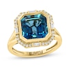 Thumbnail Image 0 of EFFY™ Collection 10.0mm Octagonal London Blue Topaz and 1/5 CT. T.W. Diamond Art Deco Ring in 14K Gold