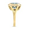 Thumbnail Image 1 of EFFY™ Collection 10.0mm Octagonal London Blue Topaz and 1/5 CT. T.W. Diamond Art Deco Ring in 14K Gold