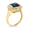 Thumbnail Image 2 of EFFY™ Collection 10.0mm Octagonal London Blue Topaz and 1/5 CT. T.W. Diamond Art Deco Ring in 14K Gold