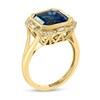 Thumbnail Image 2 of EFFY™ Collection 10.0mm Octagonal London Blue Topaz and 1/5 CT. T.W. Diamond Art Deco Ring in 14K Gold