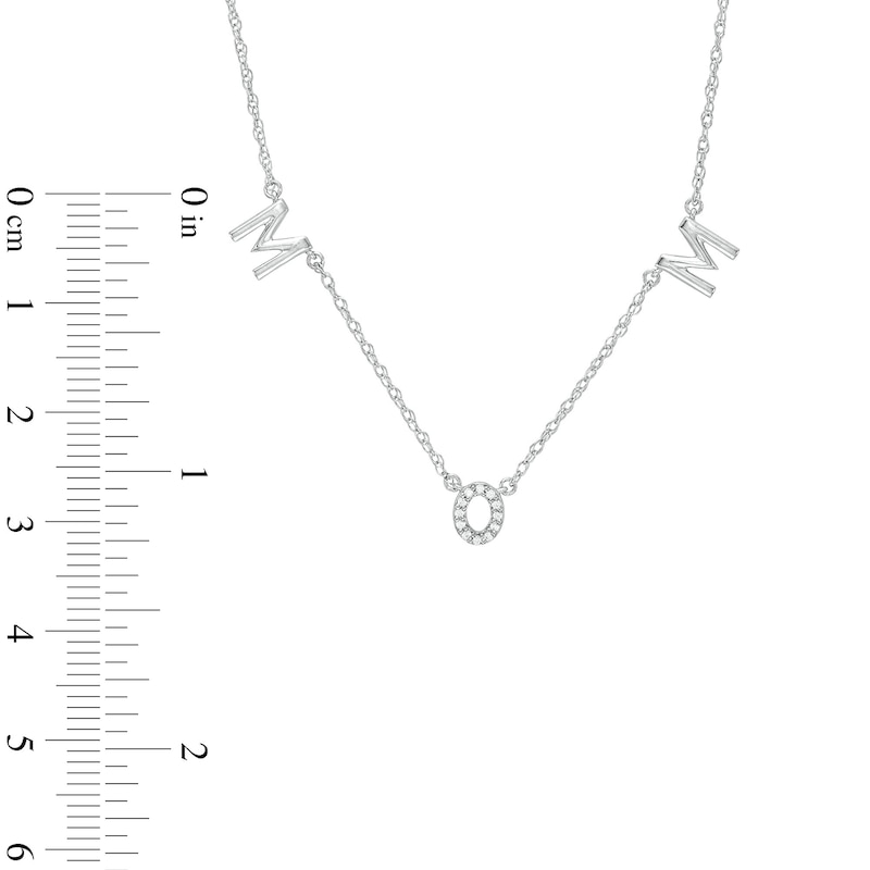 Main Image 3 of 1/20 CT. T.W. Diamond "MOM" Letter Station Necklace in Sterling Silver