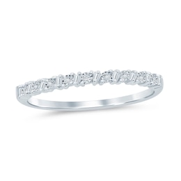 1/15 CT. T.W. Baguette and Round Diamond Slanted Stackable Band in 10K White Gold