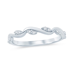 1/8 CT. T.W. Marquise Multi-Diamond Slanted Wavy Stackable Band in 10K White Gold