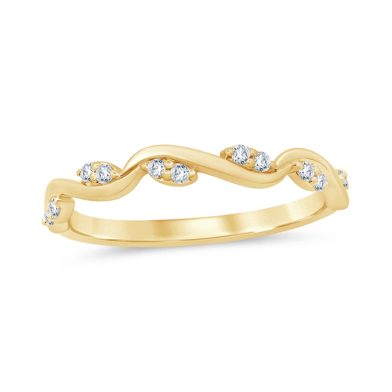 Main Image 1 of 1/8 CT. T.W. Marquise Multi-Diamond Slanted Wavy Stackable Band in 10K Gold