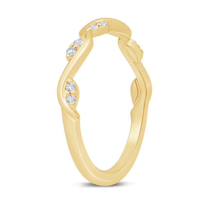 Main Image 2 of 1/8 CT. T.W. Marquise Multi-Diamond Slanted Wavy Stackable Band in 10K Gold