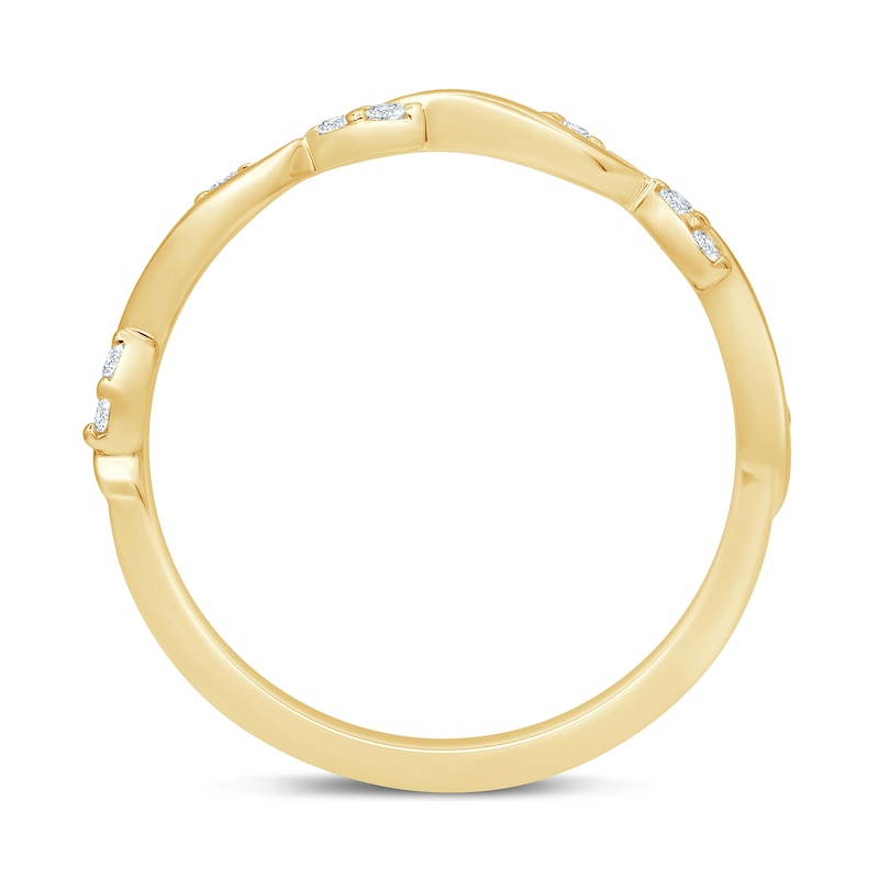 Main Image 3 of 1/8 CT. T.W. Marquise Multi-Diamond Slanted Wavy Stackable Band in 10K Gold