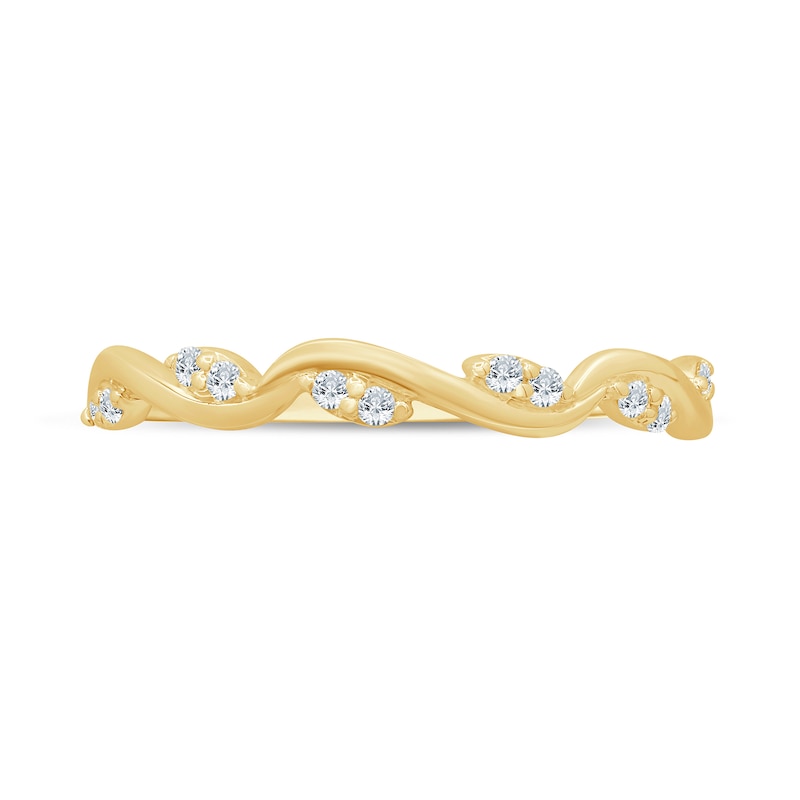 Main Image 4 of 1/8 CT. T.W. Marquise Multi-Diamond Slanted Wavy Stackable Band in 10K Gold
