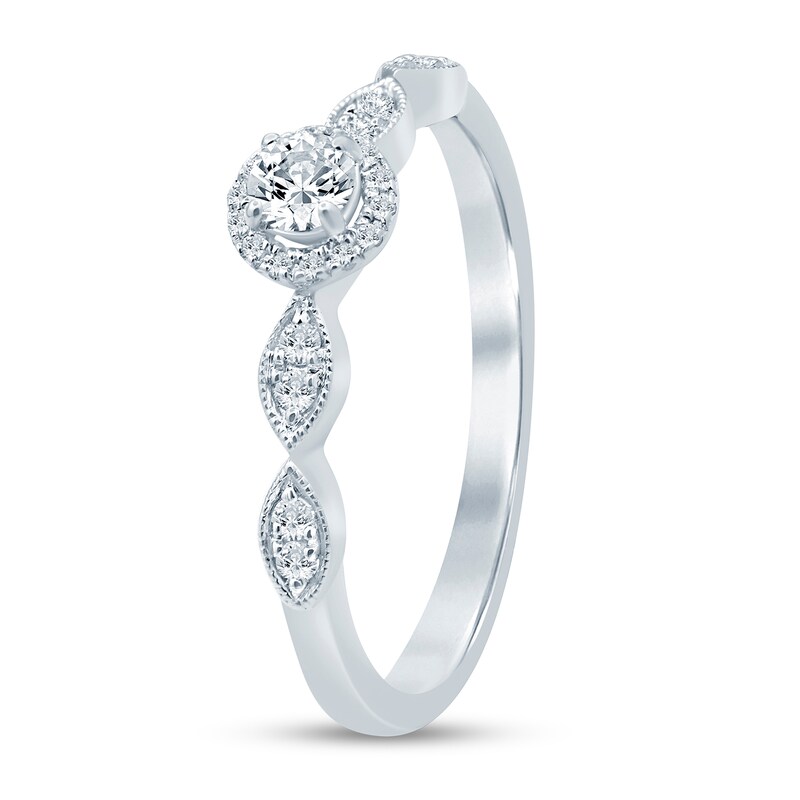 Main Image 2 of 1/4 CT. T.W. Diamond Frame Art Deco-Inspired Vintage-Style Promise Ring in 10K White Gold