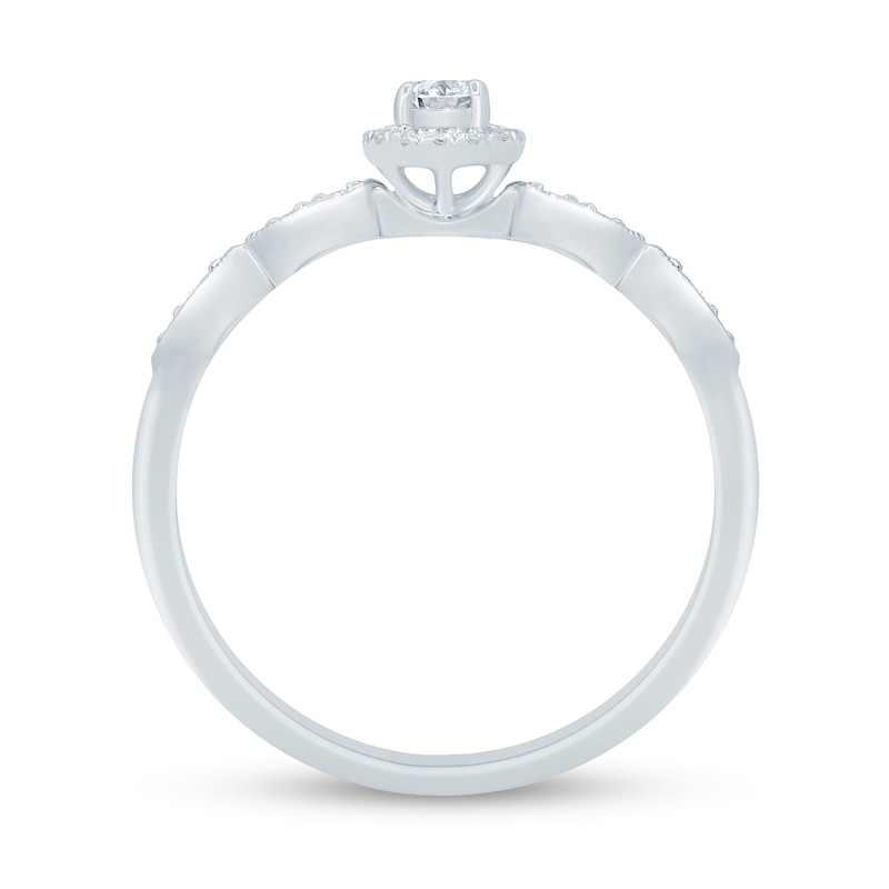 Main Image 3 of 1/4 CT. T.W. Diamond Frame Art Deco-Inspired Vintage-Style Promise Ring in 10K White Gold