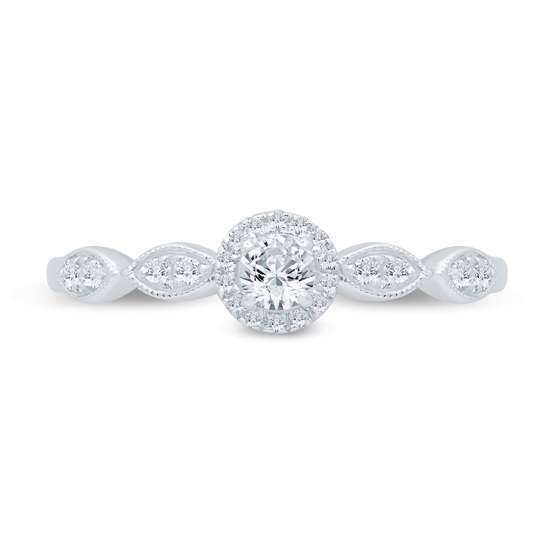 Main Image 4 of 1/4 CT. T.W. Diamond Frame Art Deco-Inspired Vintage-Style Promise Ring in 10K White Gold