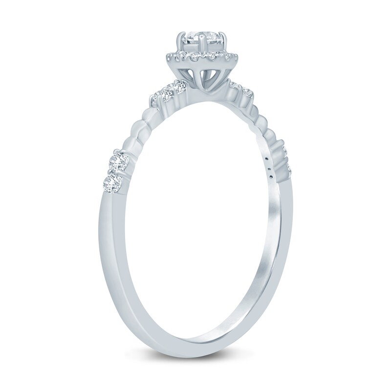 Main Image 2 of 1/4 CT. T.W. Diamond Frame and Bead Trio Station Promise Ring in 10K White Gold