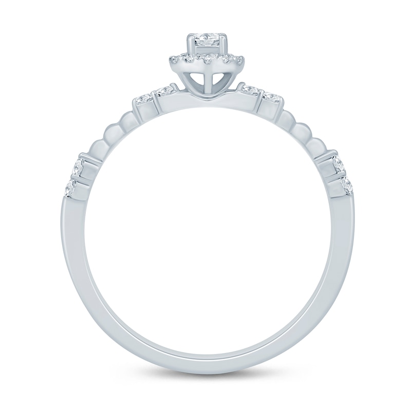 Main Image 3 of 1/4 CT. T.W. Diamond Frame and Bead Trio Station Promise Ring in 10K White Gold
