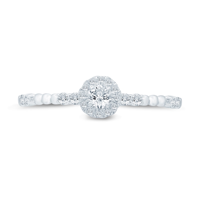 Main Image 4 of 1/4 CT. T.W. Diamond Frame and Bead Trio Station Promise Ring in 10K White Gold