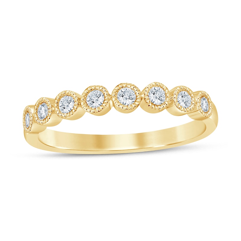 Main Image 1 of 1/4 CT. T.W. Diamond Bead Frame Vintage-Style Stackable Band in 10K Gold