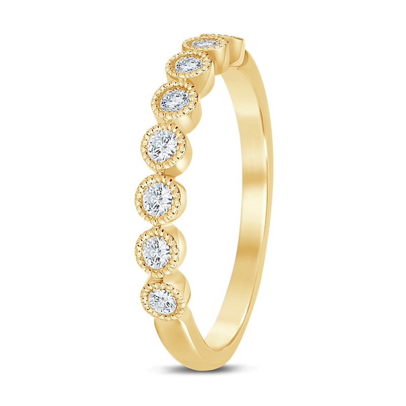 Main Image 2 of 1/4 CT. T.W. Diamond Bead Frame Vintage-Style Stackable Band in 10K Gold