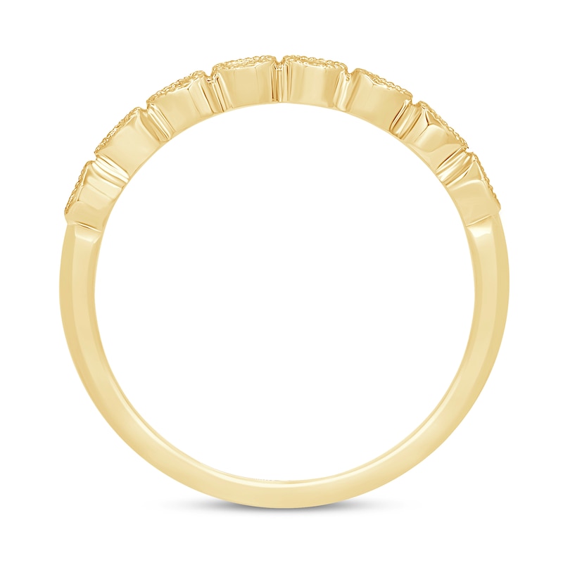 Main Image 3 of 1/4 CT. T.W. Diamond Bead Frame Vintage-Style Stackable Band in 10K Gold