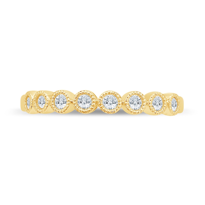 1/4 CT. T.W. Diamond Bead Frame Vintage-Style Stackable Band in 10K Gold