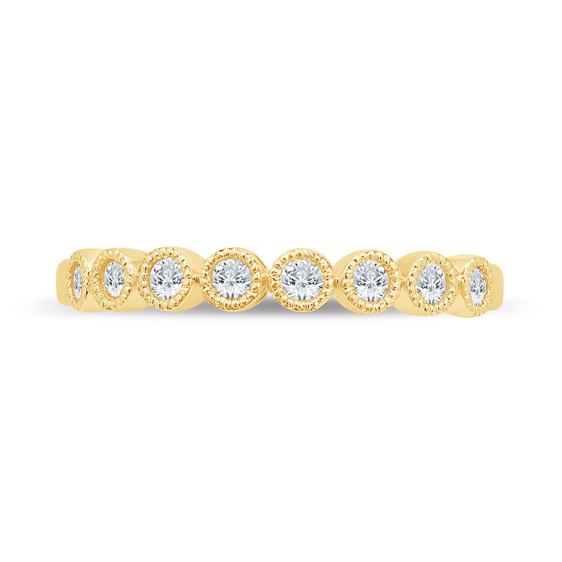 Main Image 4 of 1/4 CT. T.W. Diamond Bead Frame Vintage-Style Stackable Band in 10K Gold