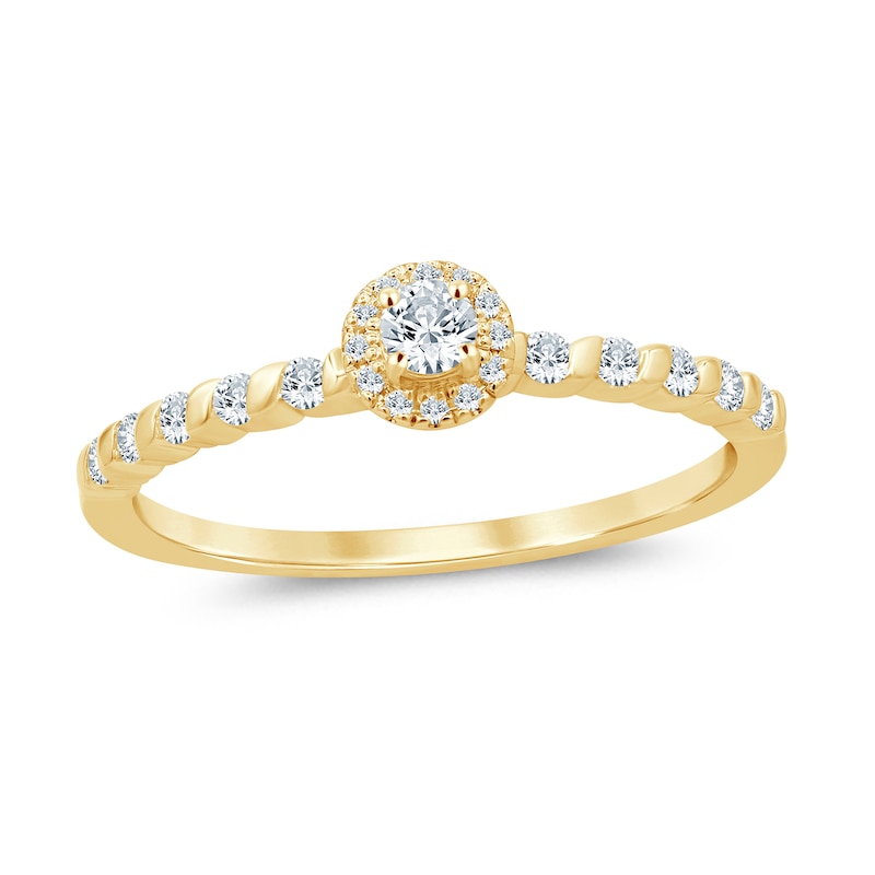 Main Image 1 of 1/4 CT. T.W. Diamond Frame Cascading Shank Promise Ring in 10K Gold