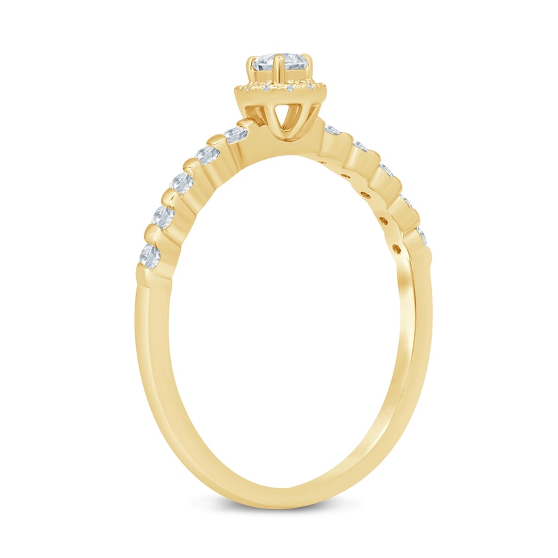 Main Image 2 of 1/4 CT. T.W. Diamond Frame Cascading Shank Promise Ring in 10K Gold