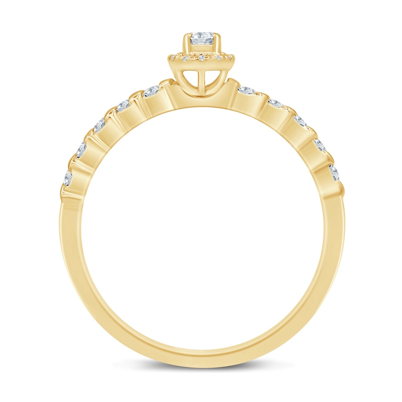 Main Image 3 of 1/4 CT. T.W. Diamond Frame Cascading Shank Promise Ring in 10K Gold