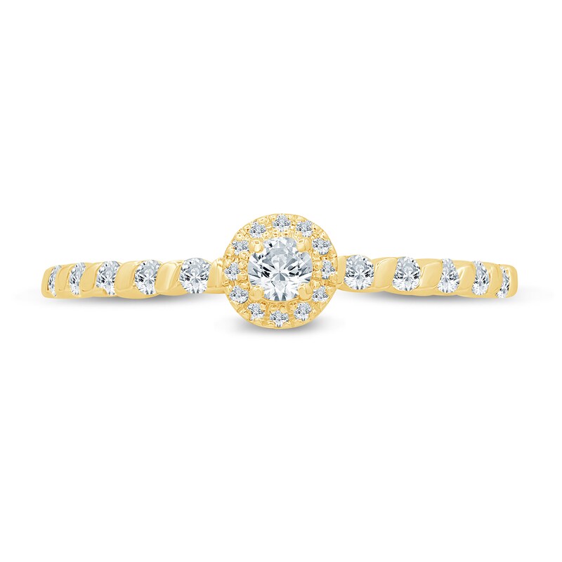 Main Image 4 of 1/4 CT. T.W. Diamond Frame Cascading Shank Promise Ring in 10K Gold