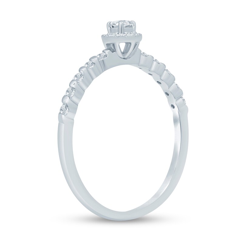 Main Image 2 of 1/4 CT. T.W. Diamond Frame Cascading Shank Promise Ring in 10K White Gold