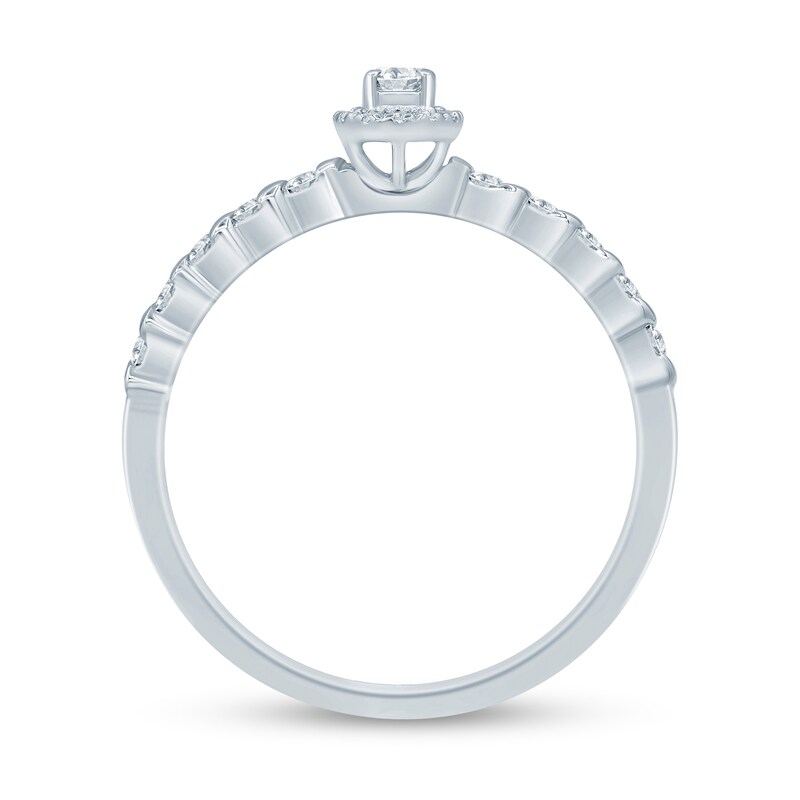 Main Image 3 of 1/4 CT. T.W. Diamond Frame Cascading Shank Promise Ring in 10K White Gold
