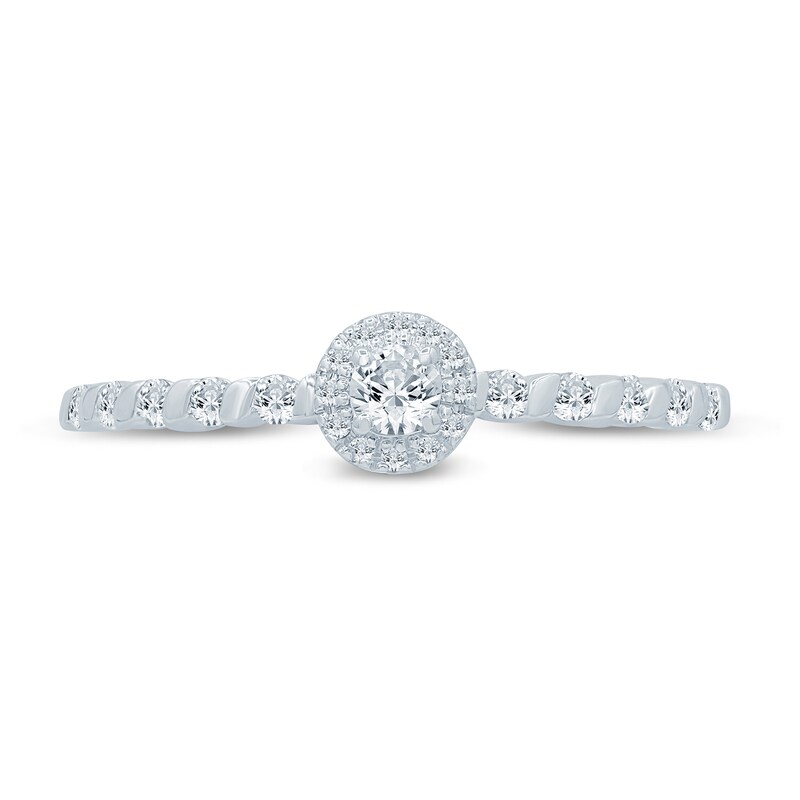 Main Image 4 of 1/4 CT. T.W. Diamond Frame Cascading Shank Promise Ring in 10K White Gold