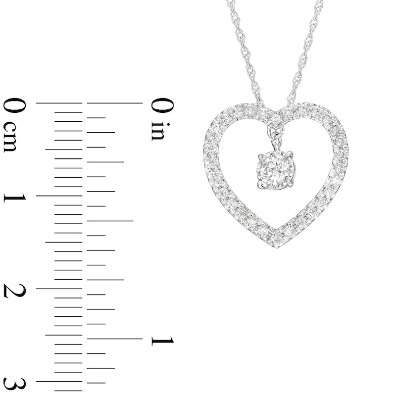 Main Image 3 of 3/8 CT. T.W. Diamond Dangle in Heart Pendant in 10K White Gold