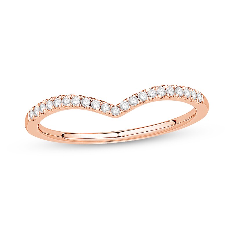 Main Image 1 of 1/8 CT. T.W. Diamond Chevron Anniversary Band in 14K Rose Gold