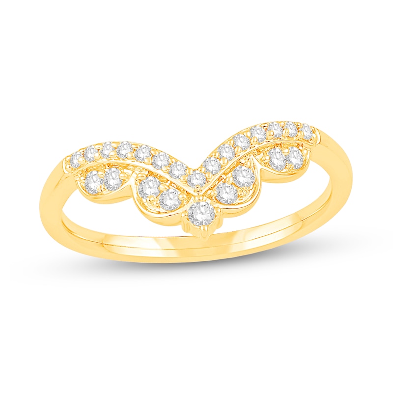 Main Image 1 of 1/4 CT. T.W. Diamond Scallop Crown Chevron Anniversary Band in 14K Gold
