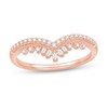 Thumbnail Image 1 of 1/5 CT. T.W. Baguette and Round Diamond Double Row Vintage-Style Chevron Anniversary Band in 14K Rose Gold