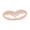 1/5 CT. T.W. Baguette And Round Diamond Double Row Vintage-Style Chevron Anniversary Band In 14K Rose Gold