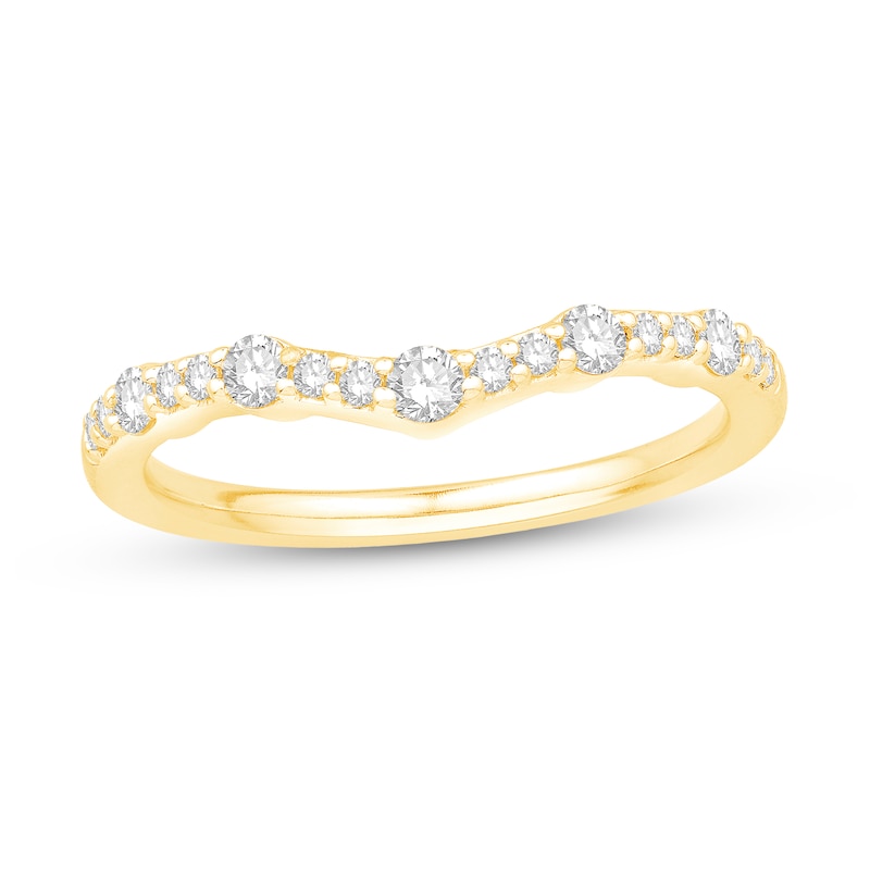Main Image 1 of 1/3 CT. T.W. Diamond Station Contour Anniversary Band in 14K Gold