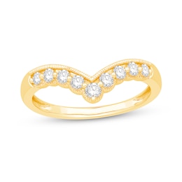 1/3 CT. T.W. Diamond Scallop Vintage-Style Chevron Anniversary Band in 14K Gold