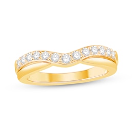3/8 CT. T.W. Diamond Ribbon Overlay Double Row Contour Anniversary Band in 14K Gold