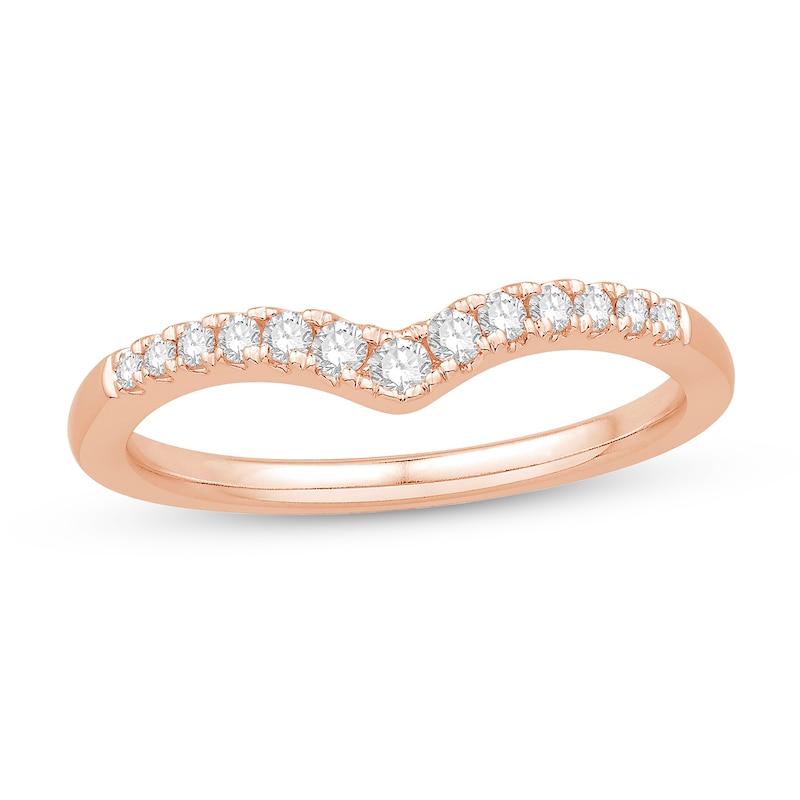 Main Image 1 of 1/5 CT. T.W. Diamond Chevron Anniversary Band in 10K Rose Gold