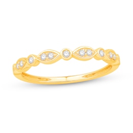 1/10 CT. T.W. Diamond Marquise and Round Frame Alternating Anniversary Band in 10K Gold