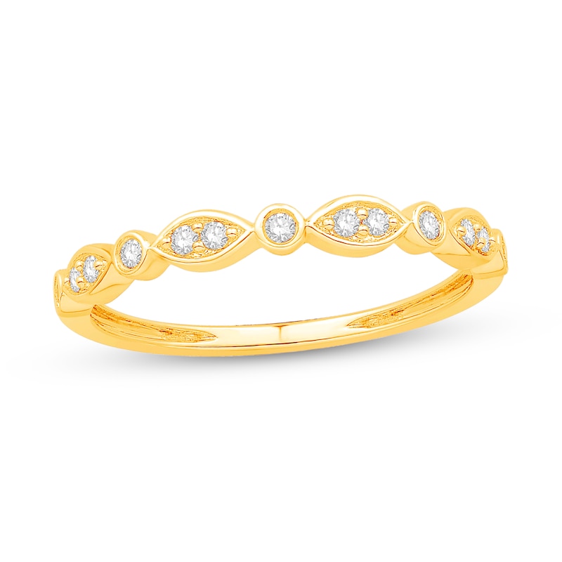 Main Image 1 of 1/10 CT. T.W. Diamond Marquise and Round Frame Alternating Anniversary Band in 10K Gold