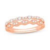Thumbnail Image 1 of 3/8 CT. T.W. Diamond Station and Marquise Frame Double Row Split Shank Stackable Anniversary Band in 10K Rose Gold